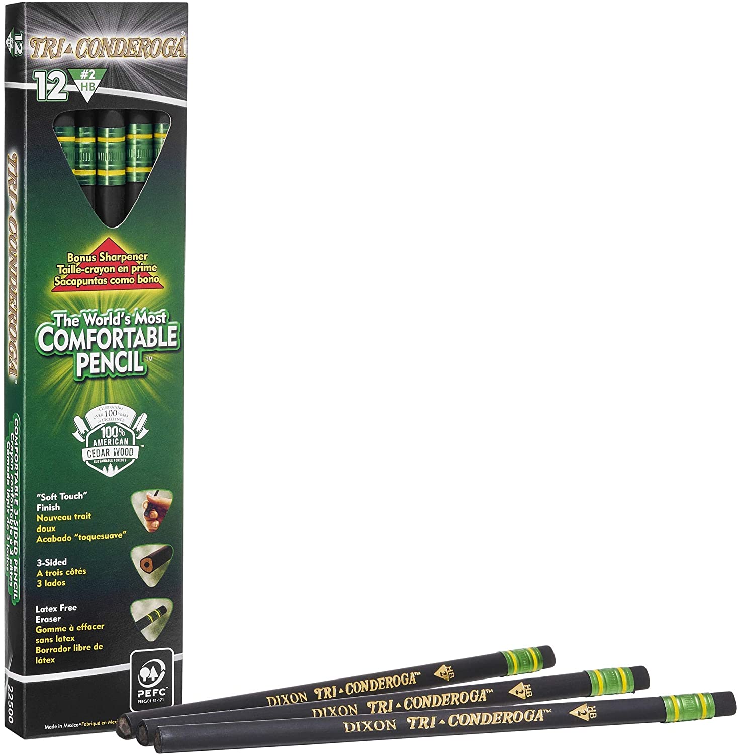 Dixon Triconderoga HB #2 Pencil (12 Pack w/ sharpener) - Image 1